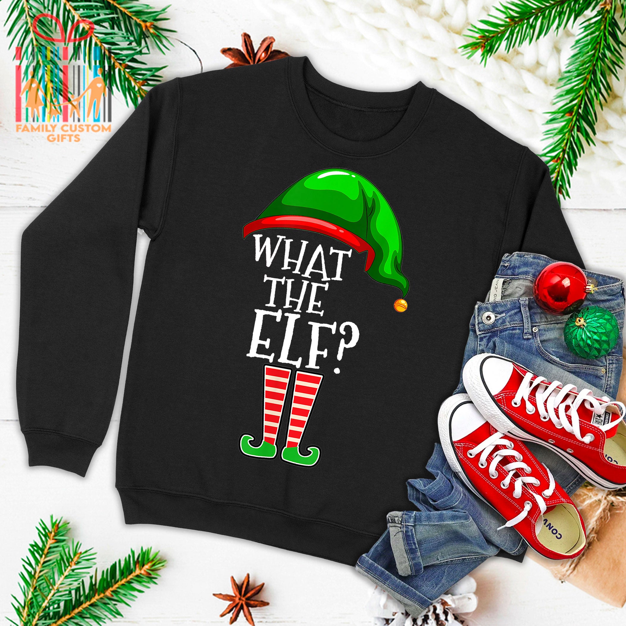 What The Elf Group Matching Family Christmas Gift Outfit Ugly Christmas Sweater T-Shirt