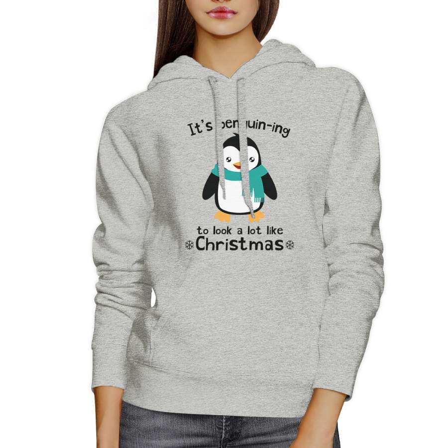 It’s Penguin-Ing To Look A Lot Like Christmas Grey Hoodie