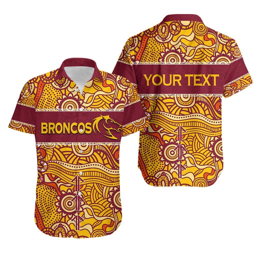 (Custom Personalised)Brisbane Broncos Hawaiian Shirt Aboriginal Patterns Th4