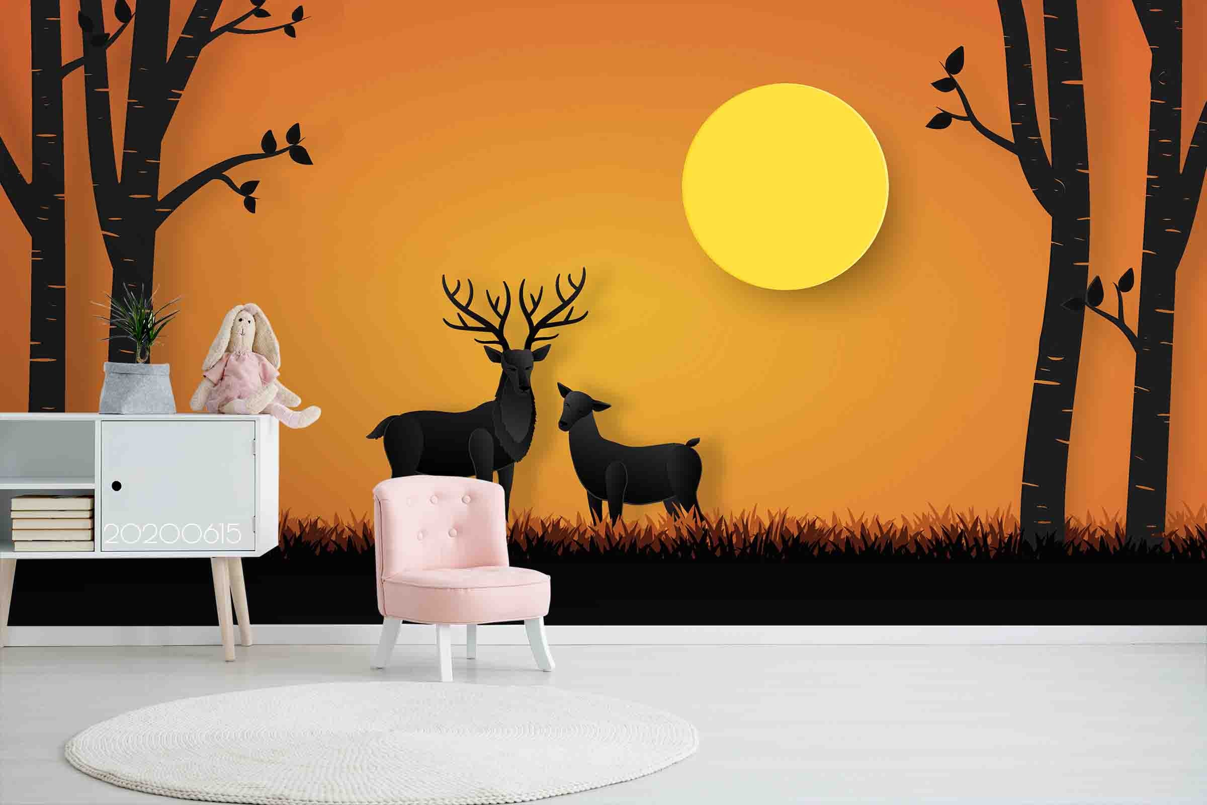 3D Sunset Animal Plant Wall Mural Wallpaper Lxl 8