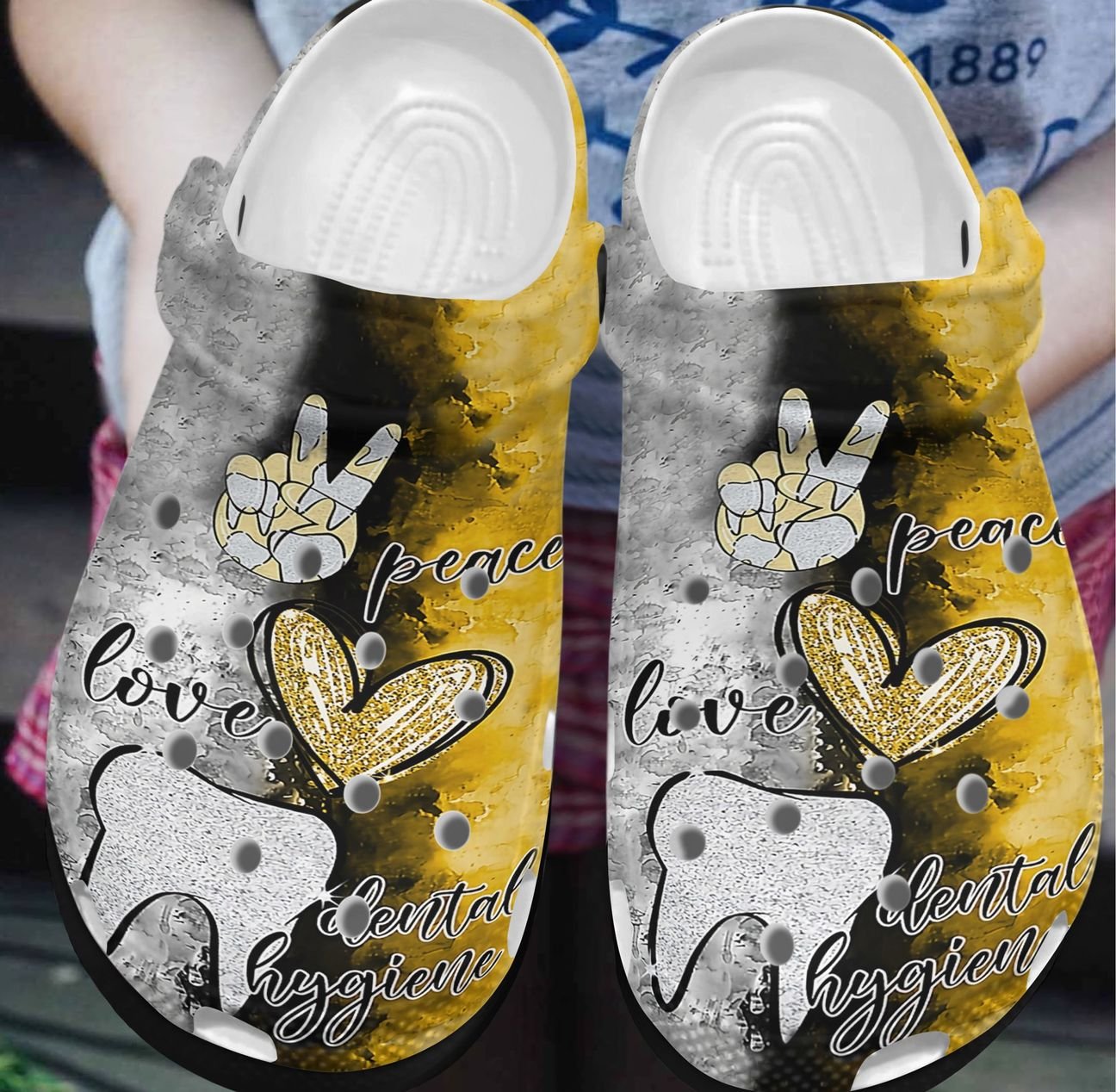 Dentist Personalized Clog, Custom Name, Text, Color, Number Fashion Style For Women, Men, Kid, Print 3D Live Love Dental Hygiene