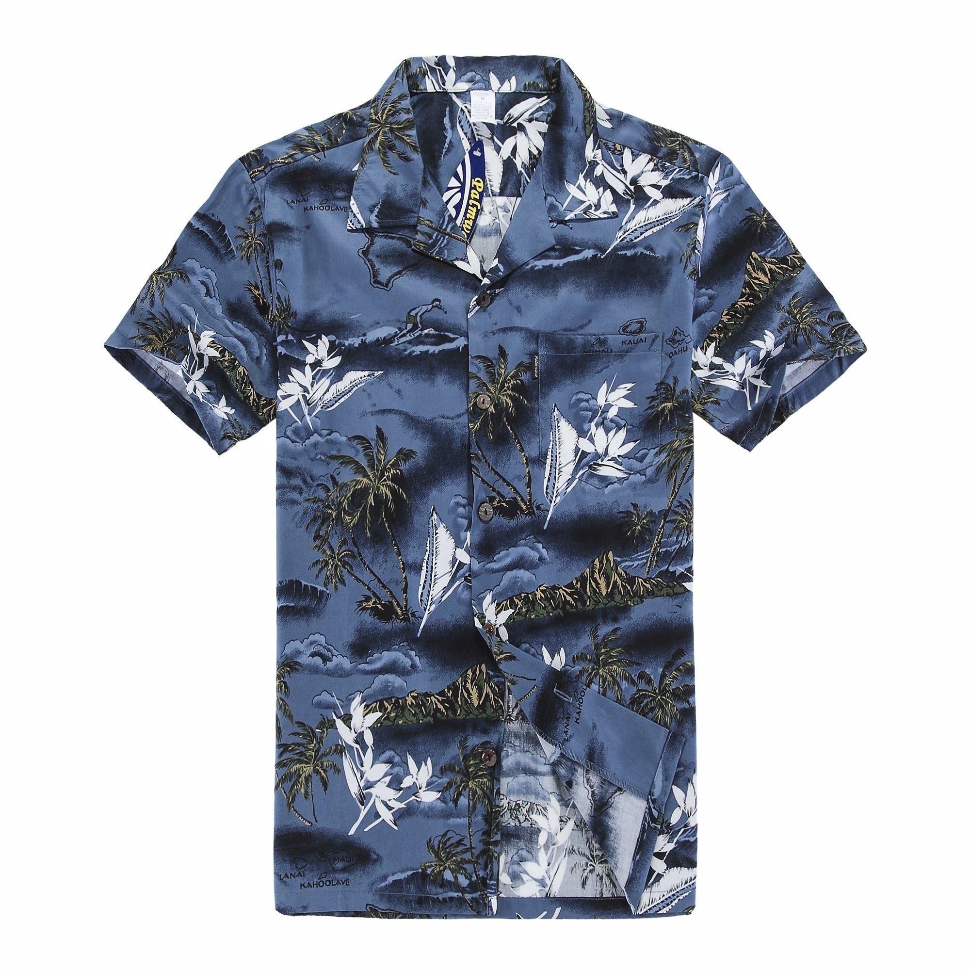 Blue Surf Shirt Print Hawaii Men Women Beach Wear Short Sleeve Combo Ha96460