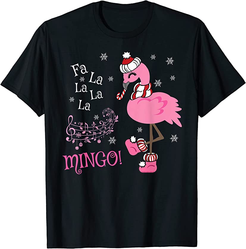 Cute Fa La La MINGO Candy Cane Christmas Flamingo T-Shirt