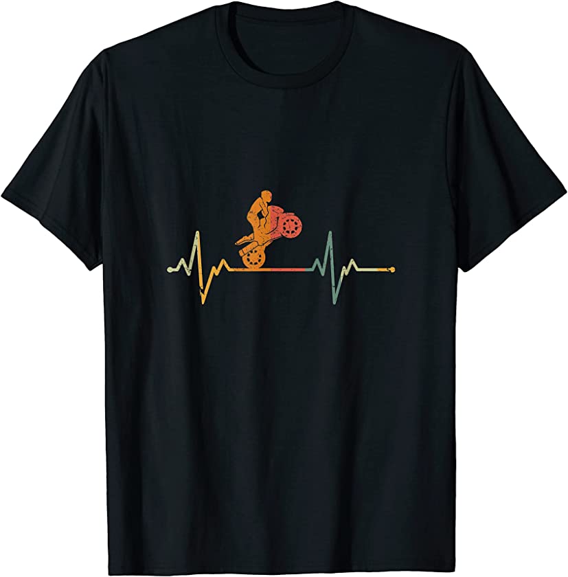 Vintage Motorcycle Rider Gift Heartbeat Bike Motorbike T-Shirt