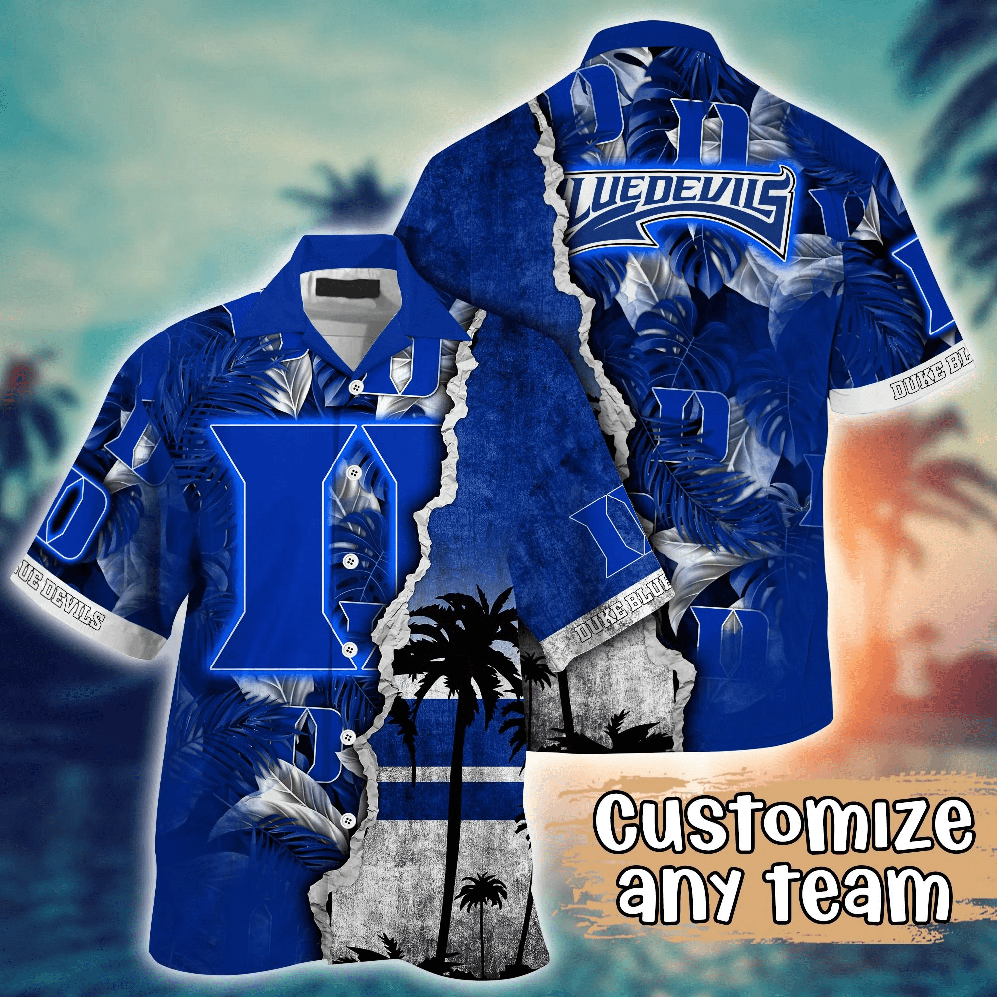 Duke Blue Devils NCCA Hawaiian Shirt Custom Parasols Aloha Shirt