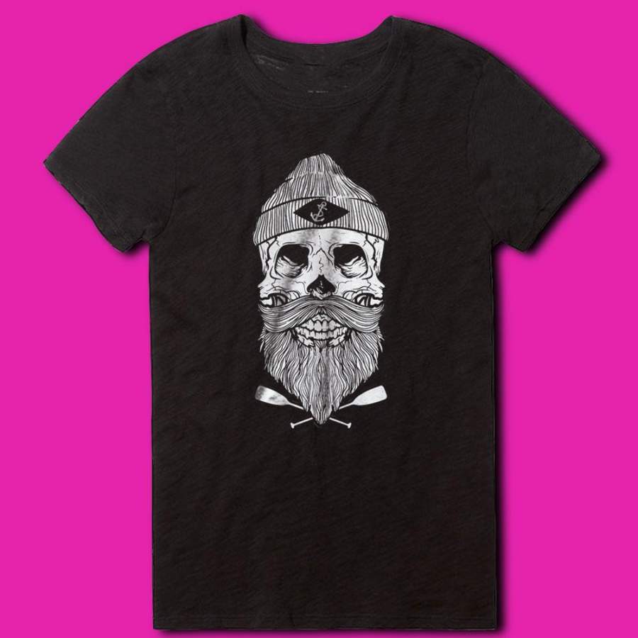 Vintage Cool Nautical Skull Anchor Beard Women’S T Shirt