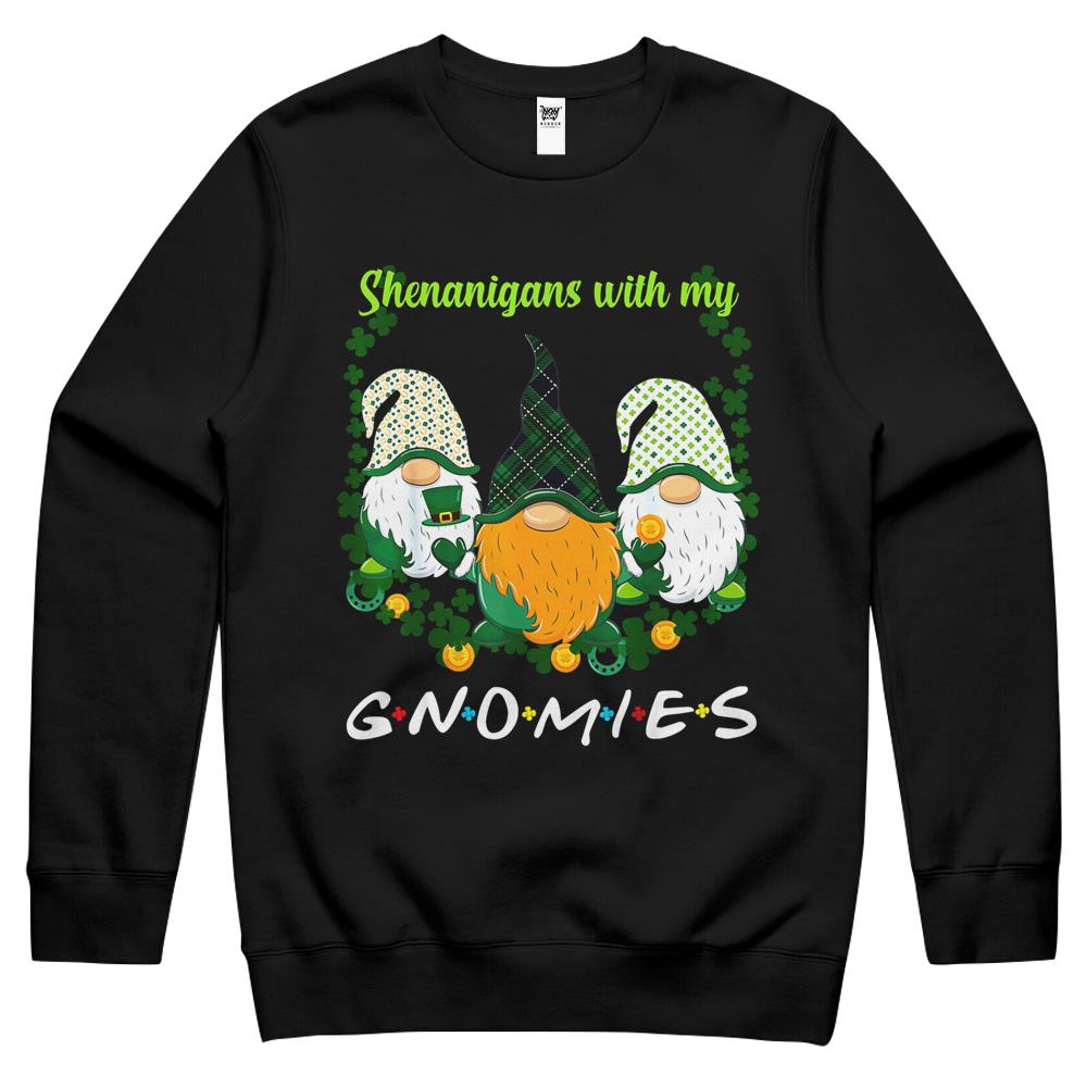 St Patrick’S Day Shenanigans Gnomies Gnome Shamrock Irish Crewneck Sweatshirt