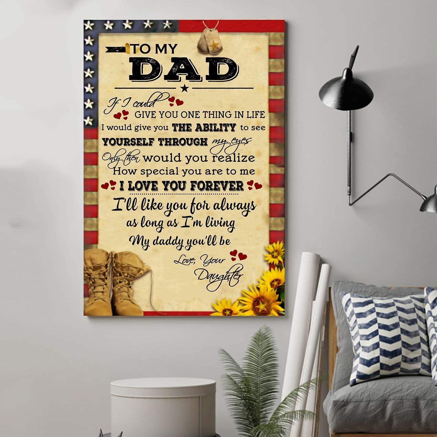 Cara Poster – Qh Soldier Poster Daughter To Dad If I Could Give You One Thing- Wall Art – Home Decor- Wall Art – Home Decor