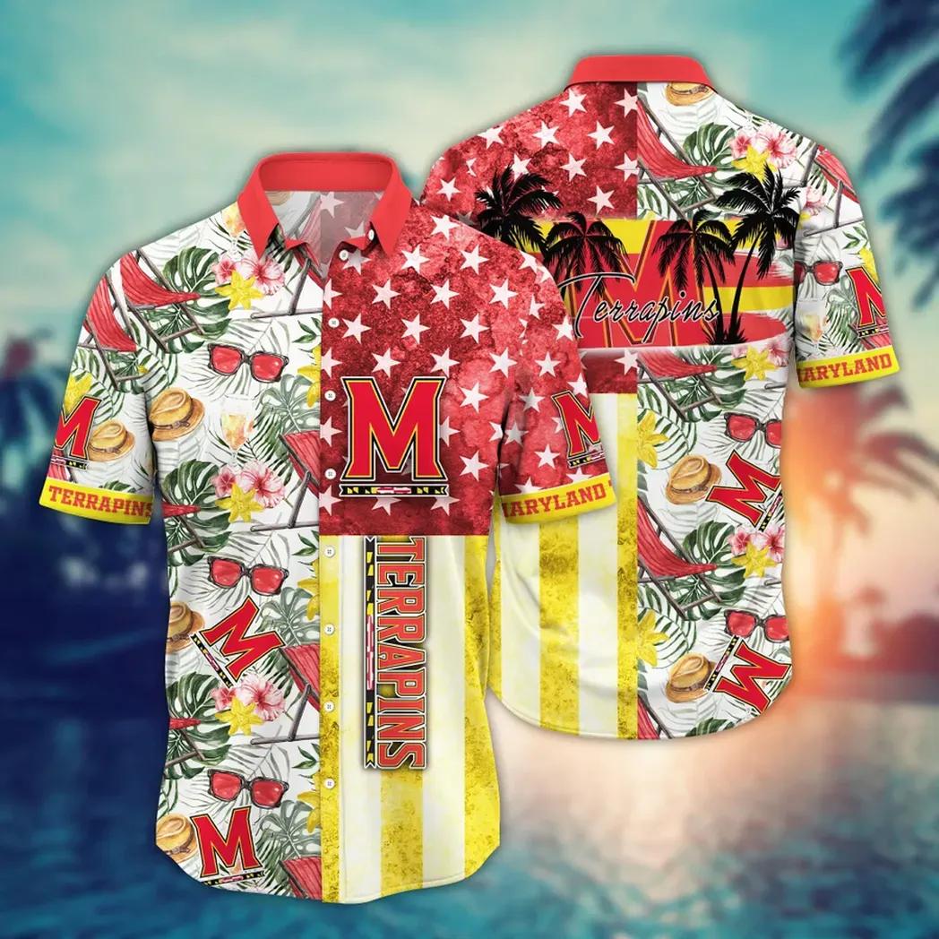 Maryland Terrapins Ncaa Flower Aloha Hawaiian Shirt 11, Ncaa Hawaiian Shirt