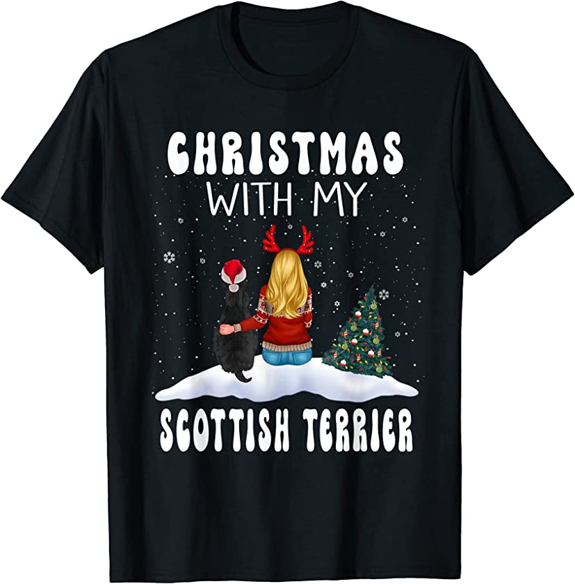 Christmas With My Scottish Terrier Dog Puppy Funny Xmas T-Shirt