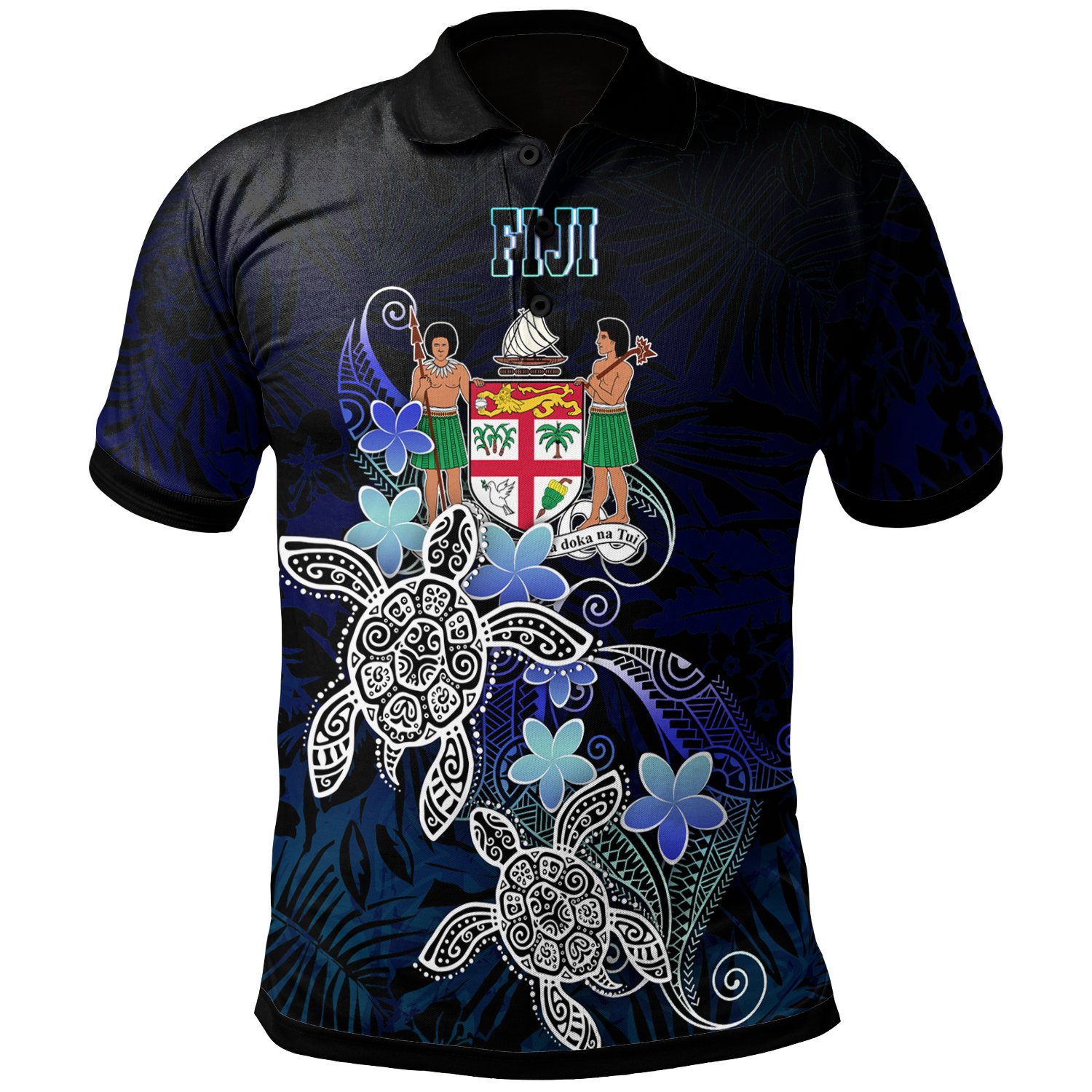 Fiji Polynesian Polo Shirt – Blue Turtle Couple – BN22