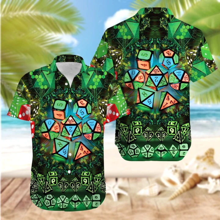 Amazing Glowing Kaleidoscope Dice Green Hawaiian Shirt | Unisex | Adult | Hw3608