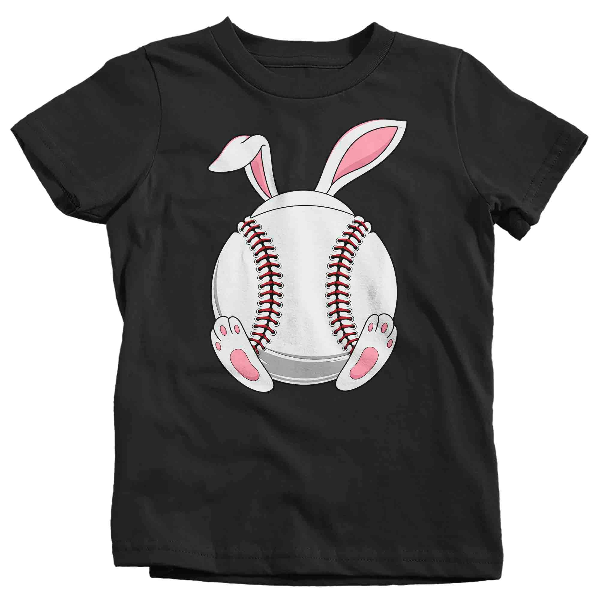 Kids Funny Easter T Shirt Baseball Bunny Shirt Rabbit Ears Feet Baseball Coach Gym Teacher Tshirt Gift Easter Tee Boy’S Girl’S Youth