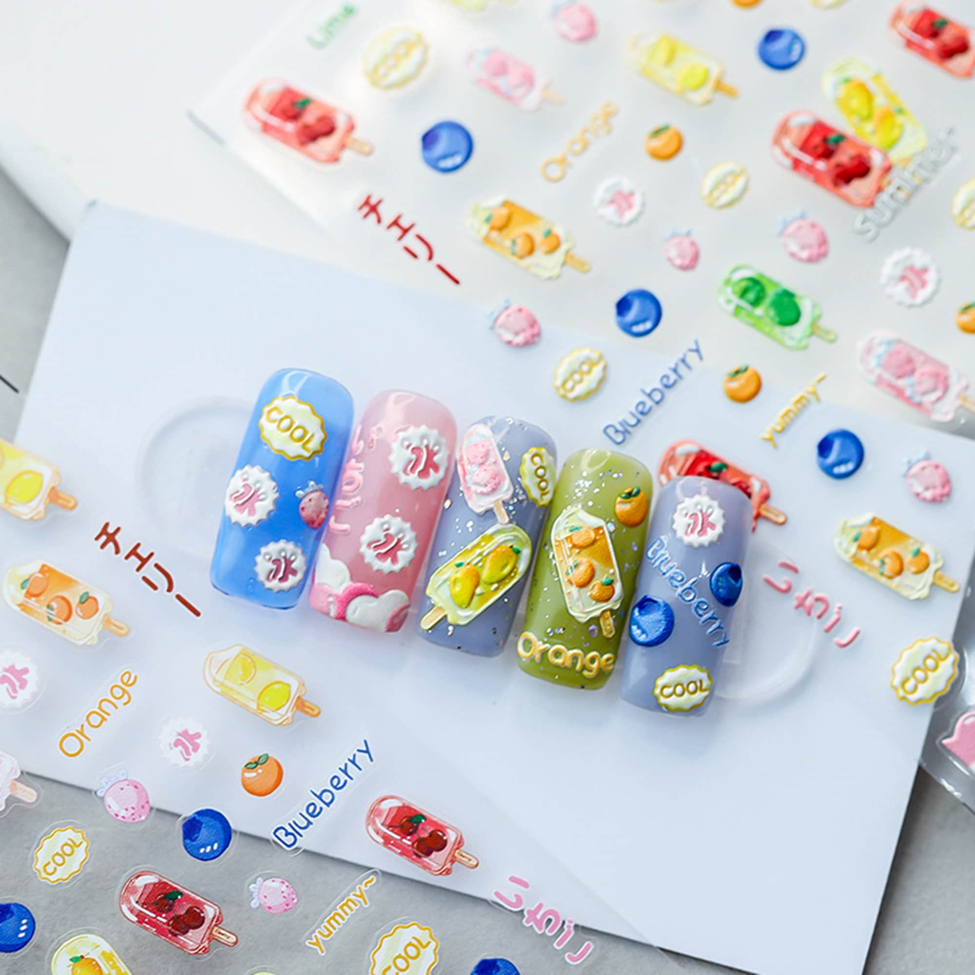 Summer Nail Stickers, Ice Cream Nail Decals, Summer Nail Decals, Kawaii Nail Decal Art, 3D Nails, 5D Nails, DIY Nails