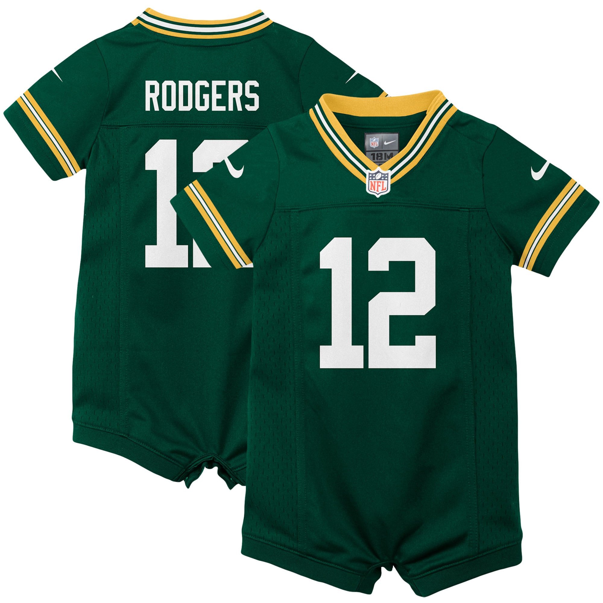 Aaron Rodgers Green Bay Packers Infant Romper Jersey – Green NFL