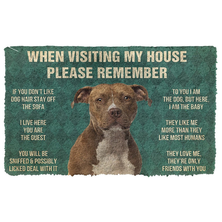 Waybackapparel Please Remember American Staffordshire Terrier Dogs House Rules Custom 3D Doormat