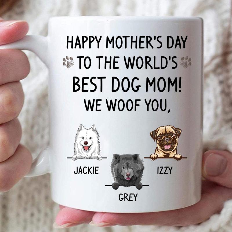 To The World Best Dog Mom, Funny Personalized Coffee Mug With Over 100 Dog Breeds, Custom Gift For Dog Lovers