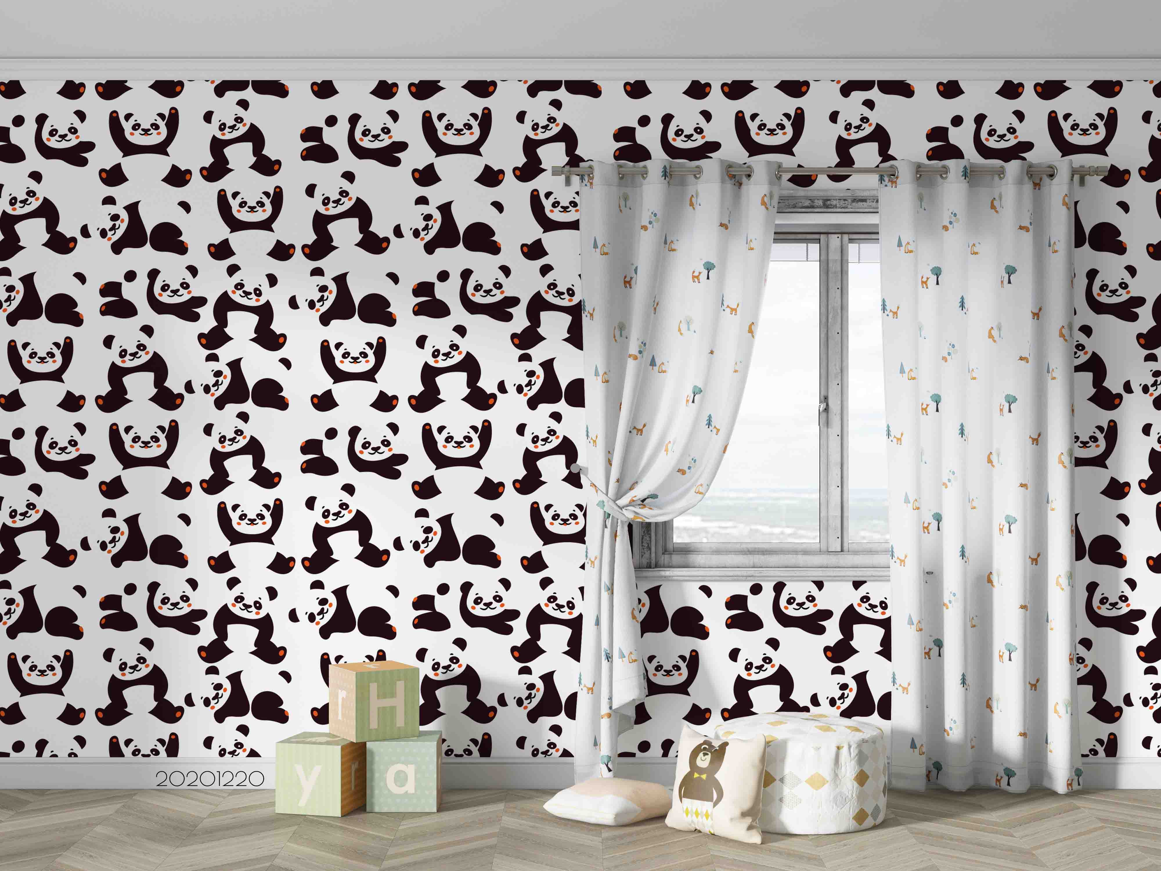 3D Hand Drawn Animal Panda Wall Mural Wallpaper Lqh 52