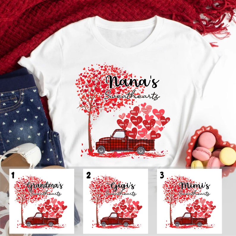 Personalized Grandma’S Sweethearts Shirt, Truck Valentine Mimi Nana Mom Shirt, Valentines Day Gift For Grandma Nana Mimi