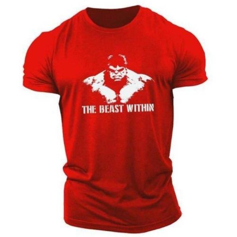 (THE BEAST WITHIN) Workout Motivational T-Shirts Fitness Motivational Weightlifting Training