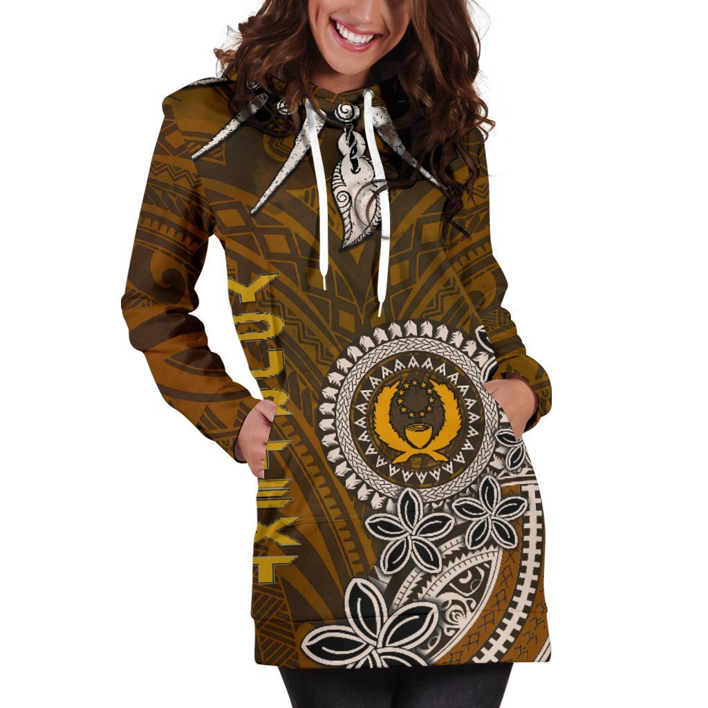 Pohnpei Custom Personalised Women’s Hoodie Dress – Polynesian Boar Tusk – BN39