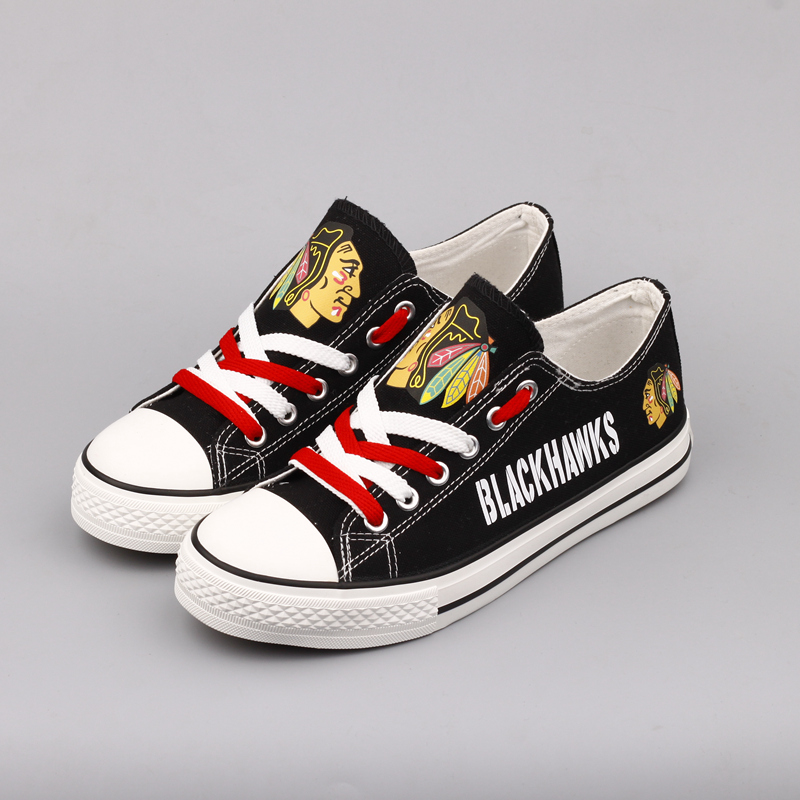 Chicago Blackhawks Canvas Shoes Cheap Price Sneakers For Fans Style #1