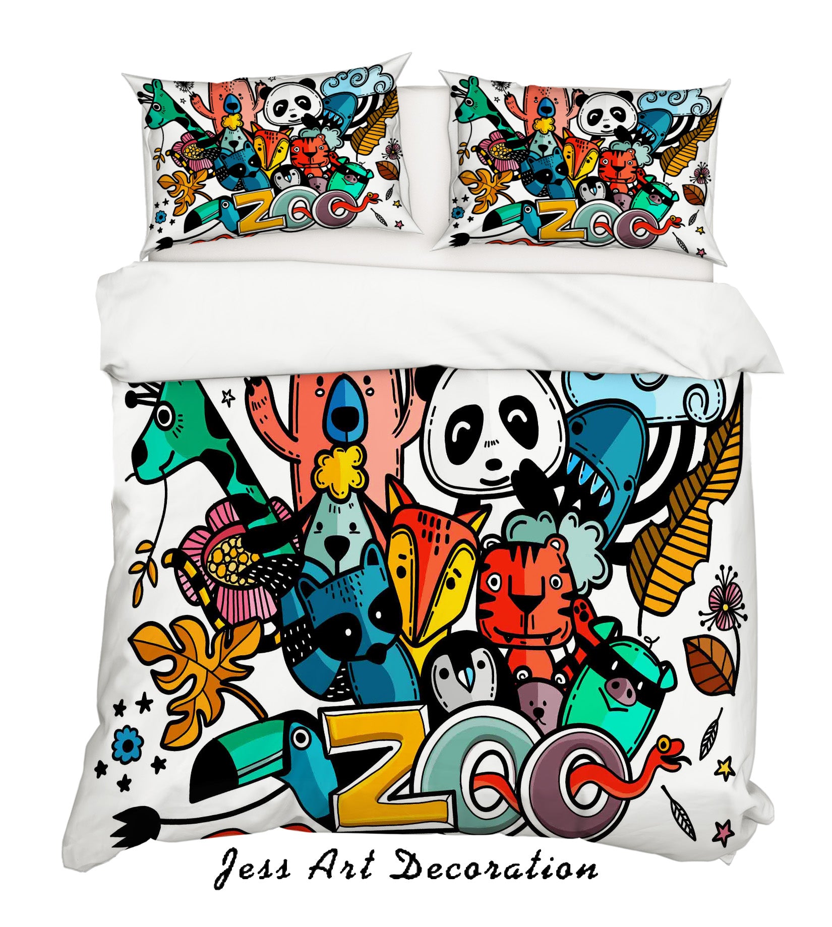 3D Graffiti Colorful Panda Animal Zoo Quilt Cover Set Bedding Set Duvet Cover Pillowcases Lxl