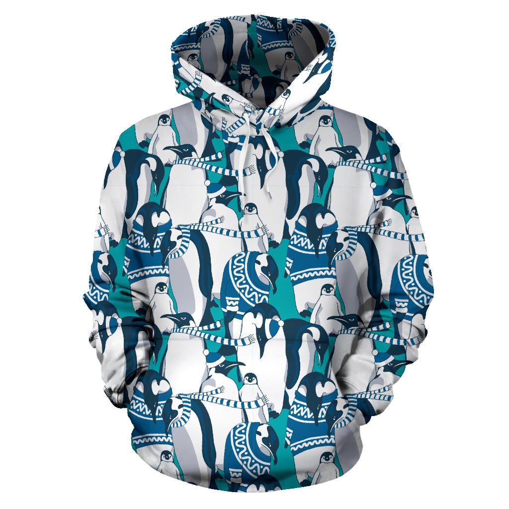 Penguin Pattern Men Women Pullover Hoodie