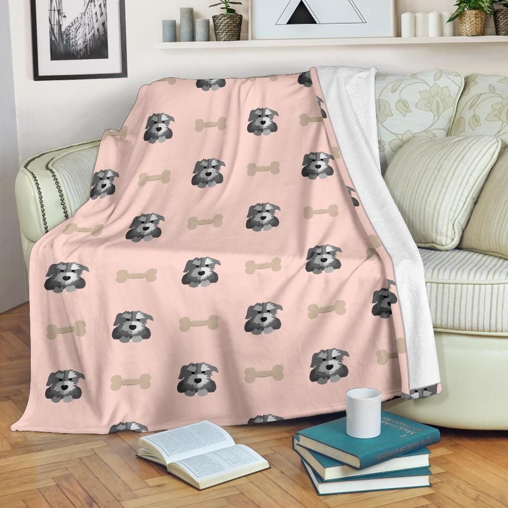 Dog Puppy Schnauzer Sherpa Fleece Blanket Rrvt