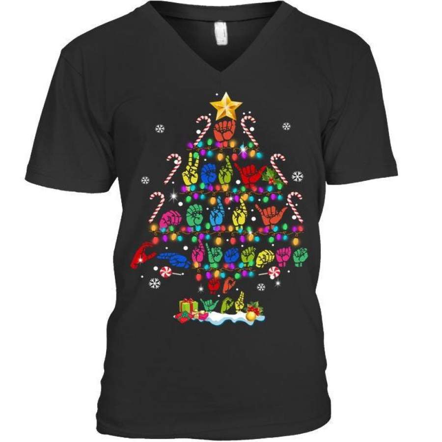 Candy Cane Christmas Tree Merry Christmas Guys V-Neck