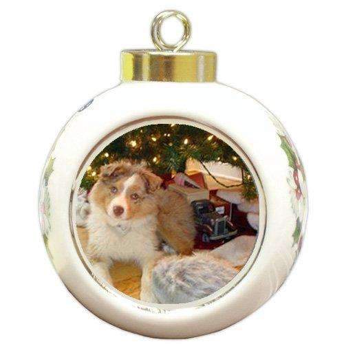 Aussie Australian Shepherd Puppy Red Merle Christmas Holiday Ornament