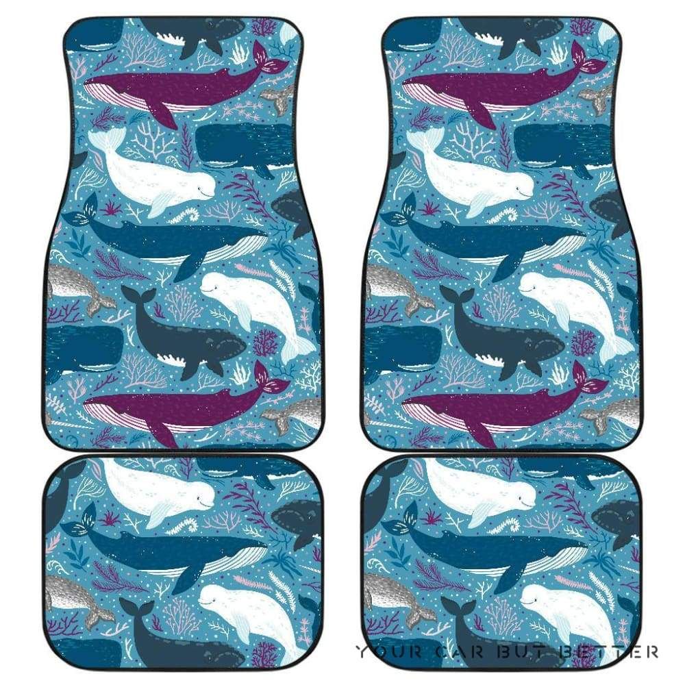 Whale Design Pattern Front And Back Car Mats 045109 Personalized Car Seat Floor Mat Custom Print