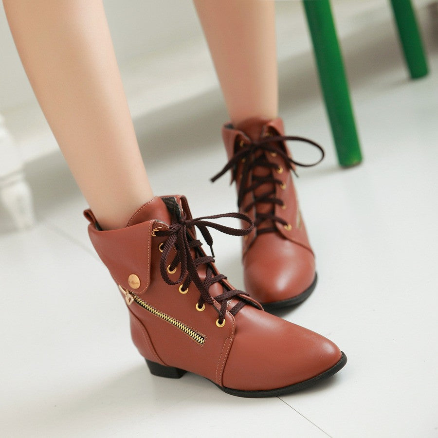 Lace Up Pointed Toe Ankle Boots Women Shoes Fall|Winter 8017