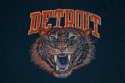 Vtg 70s 80s Detroit Tigers Angry Ferocious Logo Artex Baseball T Shirt  Sm 2981