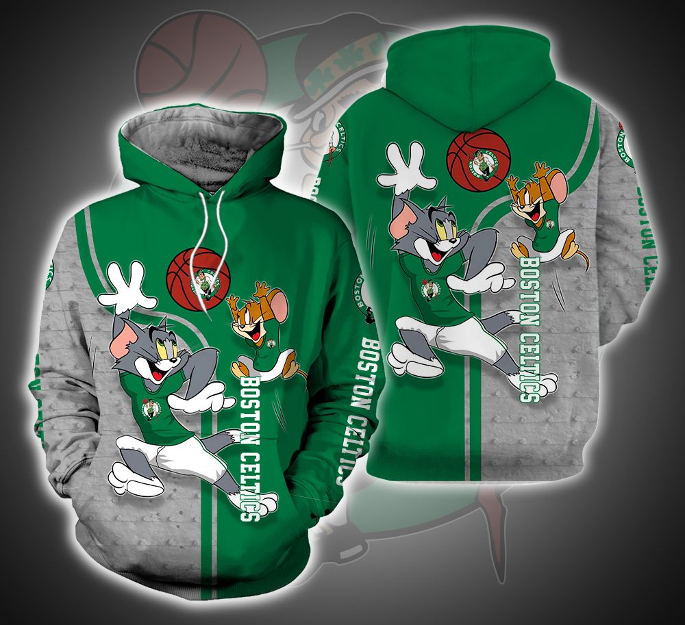 Boston Celtics Ft. Tom and Jerry 3D Printed Hoodie