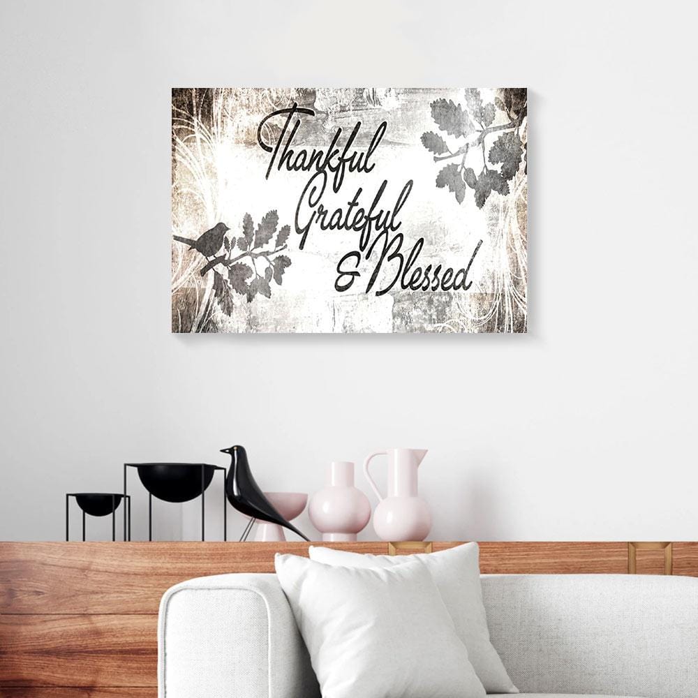 Canvas Wall Art Thankful Grateful & Blessed Wood Christian Canvas Wall Art Home Decoration