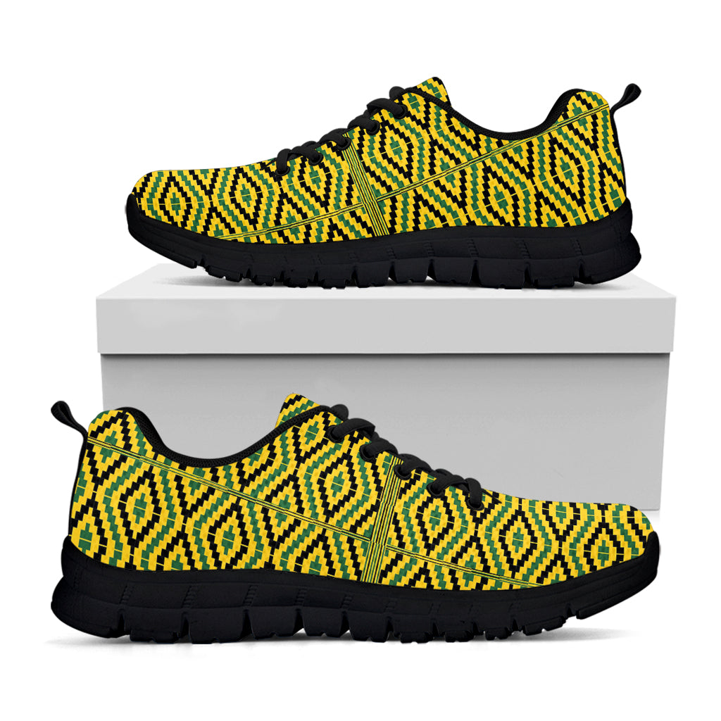 Kente African Pattern Print Black Sneakers