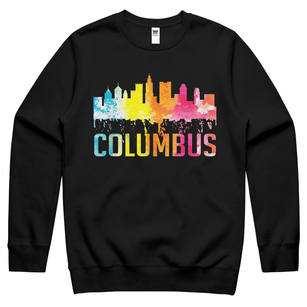 Columbus Ohio Watercolor City Skyline Art Souvenir Gifts Crewneck Sweatshirt