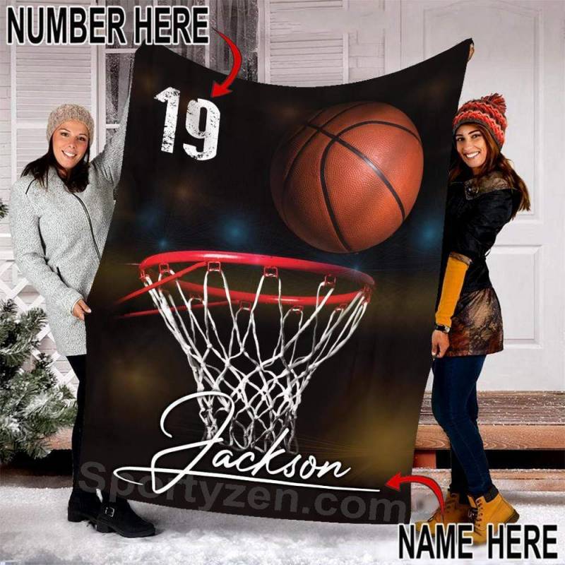 Basketball Hoop and Ball Custom Blankets With Photo #242V