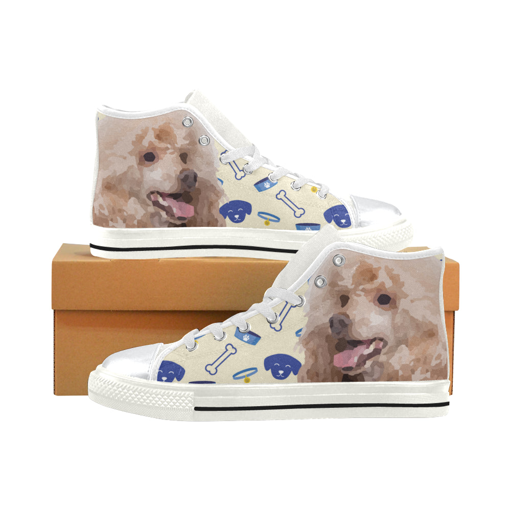 Poodle Dog White High Top Canvas Women’s Shoes/Large Size