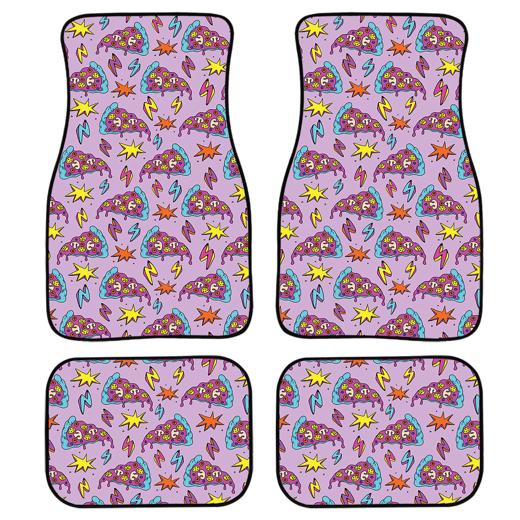 Psychedelic Pizza Pattern Print Front And Back Car Floor Mats, Front Car Mat