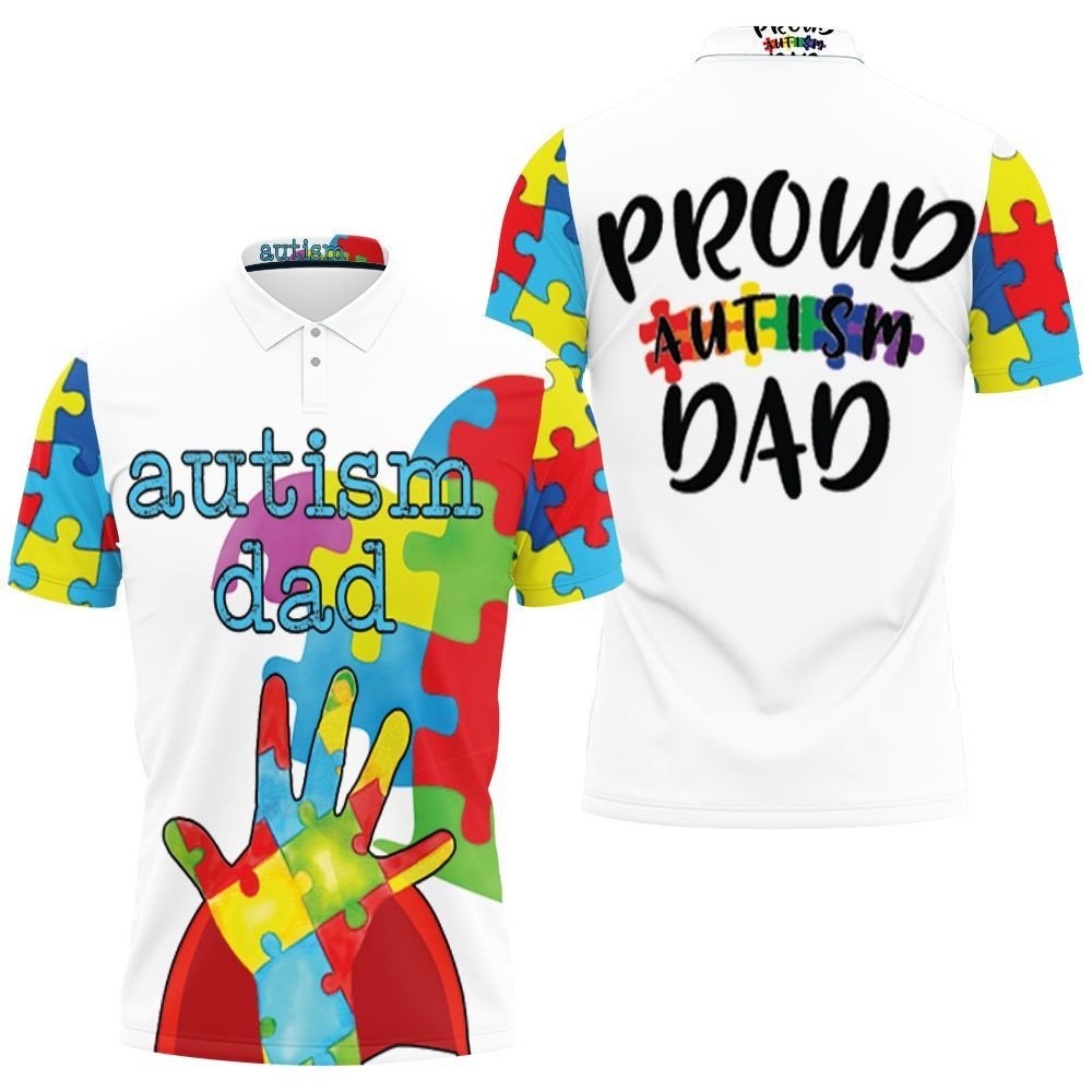 Autism Dad Superhero Shirt Autism Support Polo Shirt