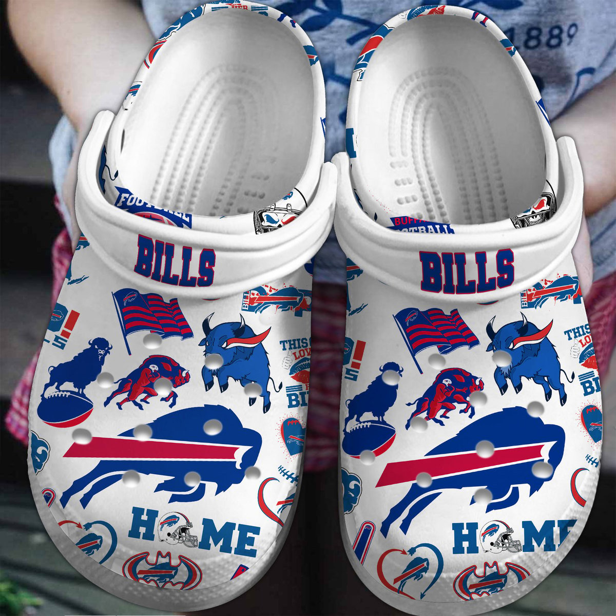 Buffalo Bills NFL Sport Crocs Crocband Clogs Shoes Comfortable For Men Women and Kids 4