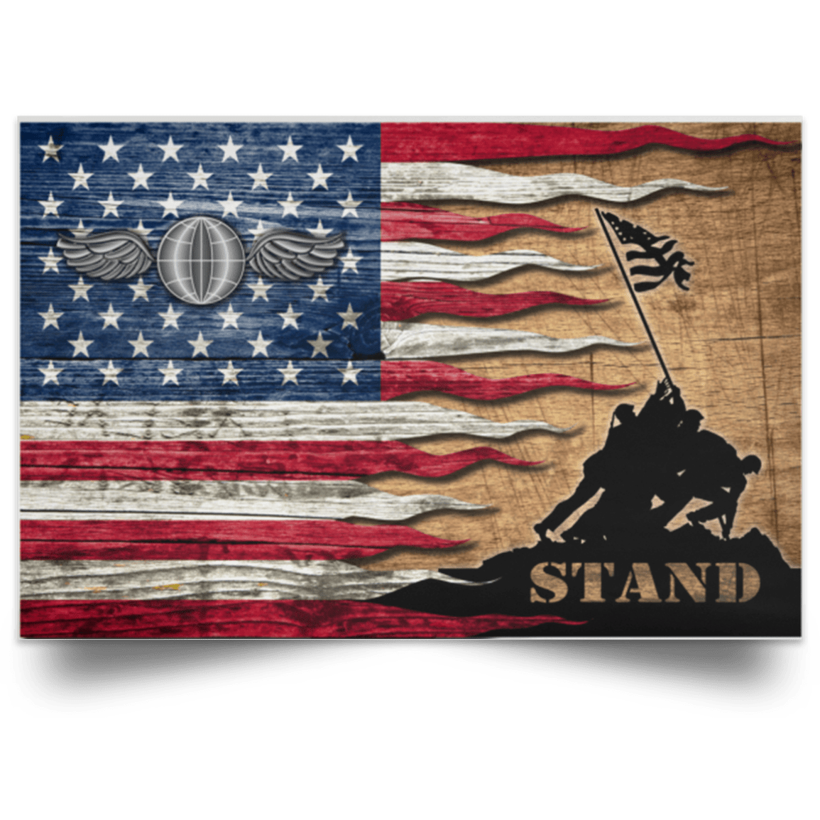 US Coast Guard Aviation Electricians Mate AE Logo Stand For The Flag Satin Landscape Poster