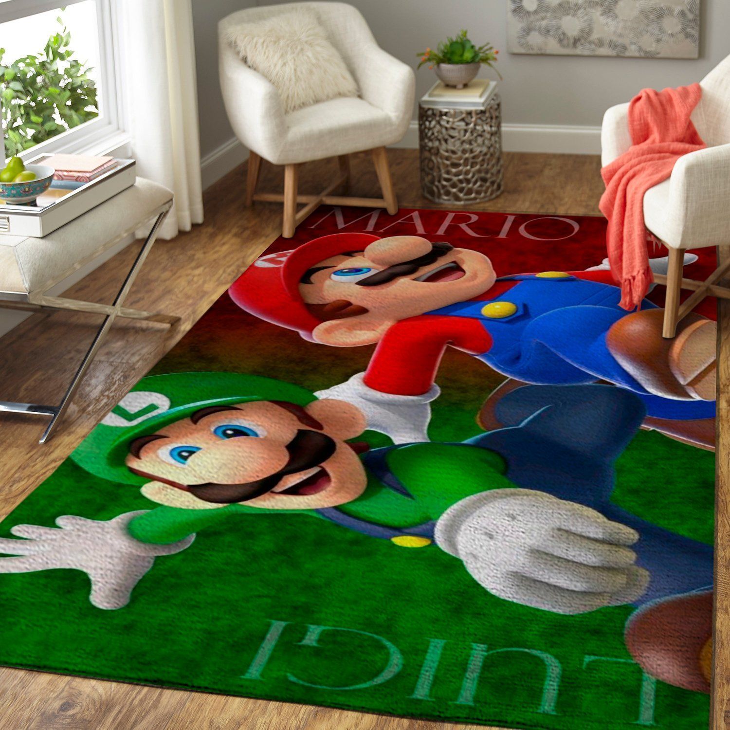 Super Mario Bros. Area Rug / Nintendo Video Game Carpet, Gamer Living Room Rugs, Floor Decor 1910135