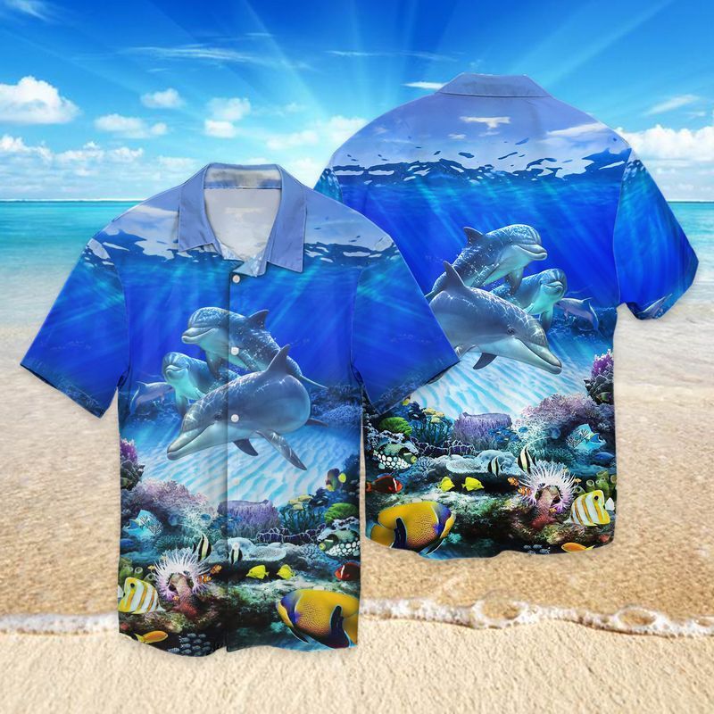 Dolphin 2 For Men And Women Graphic Print Short Sleeve Hawaiian Casual Shirt Y97