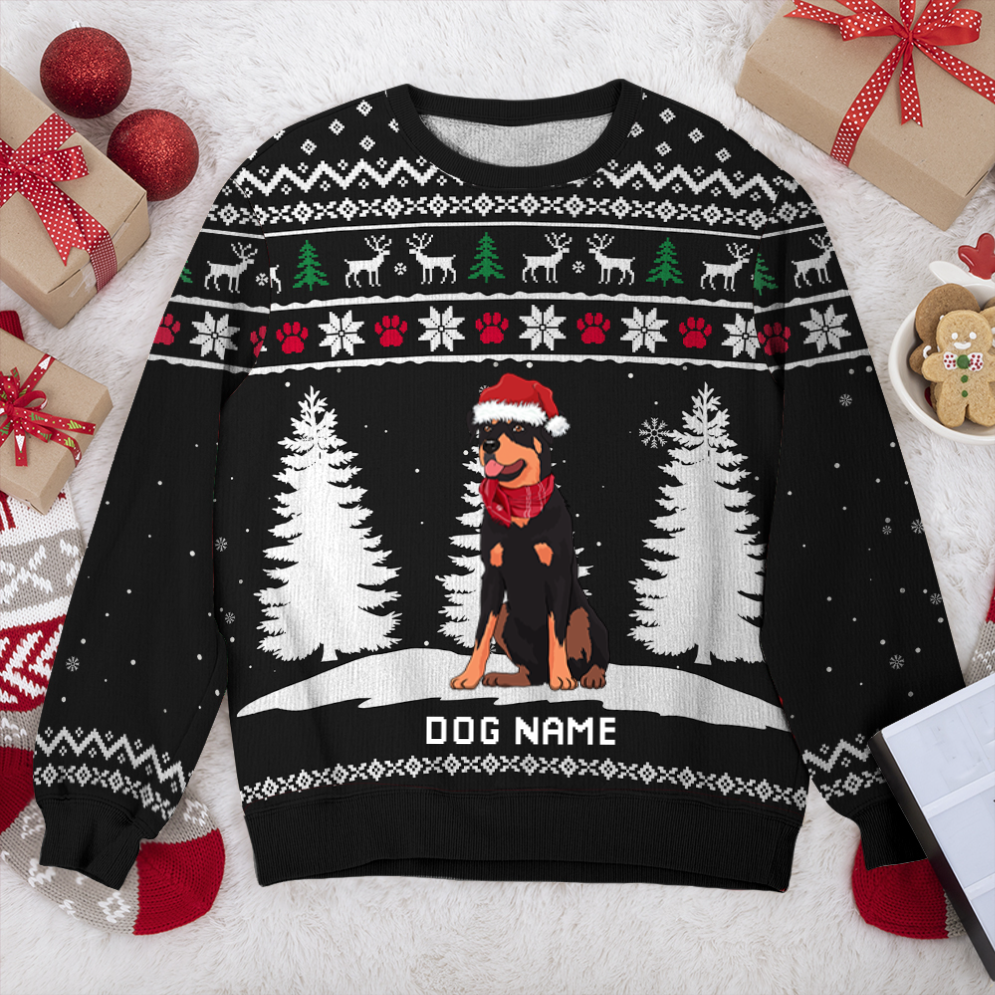 Beauceron Winter Dog Personalized Sweater, Dog Ugly Christmas Sweater