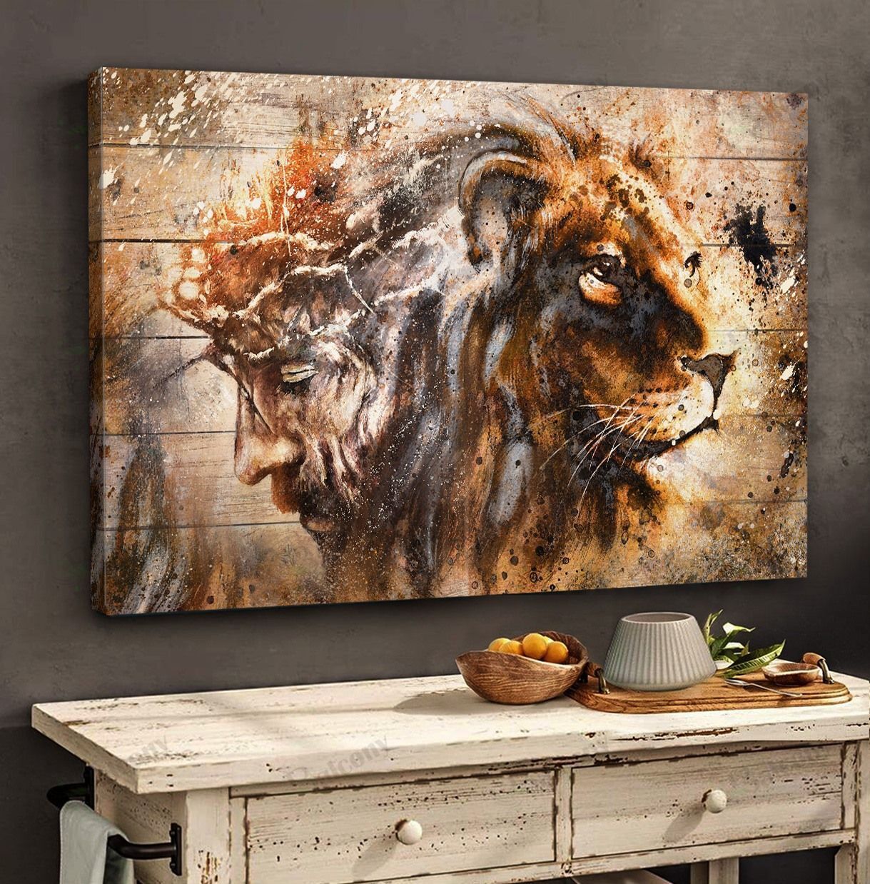 Wonderful Lion And Jesus Canvas And Poster 040