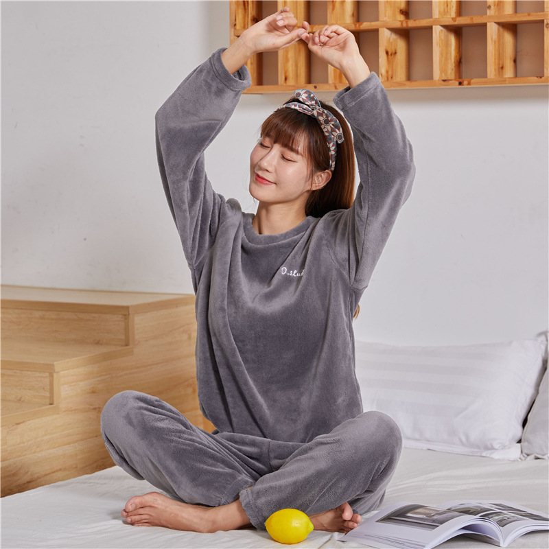 Women Winter Flannel Pajama Set Fleece Pajamas Sleepwear Homewear Thick Warm Velvet Female Suit Fall Sweatshirt Ladies Pyjama alx