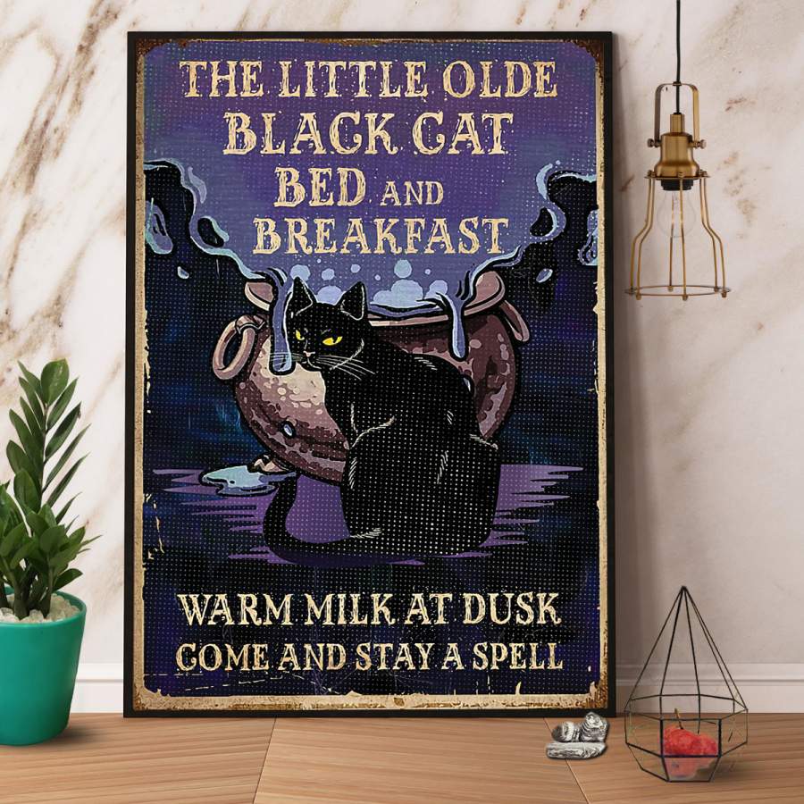 Magical the little olde black cat Halloween paper poster no frame/ wrapped canvas wall decor full size